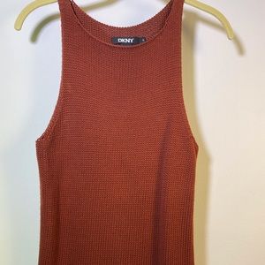Chestnut brown open weave tank top